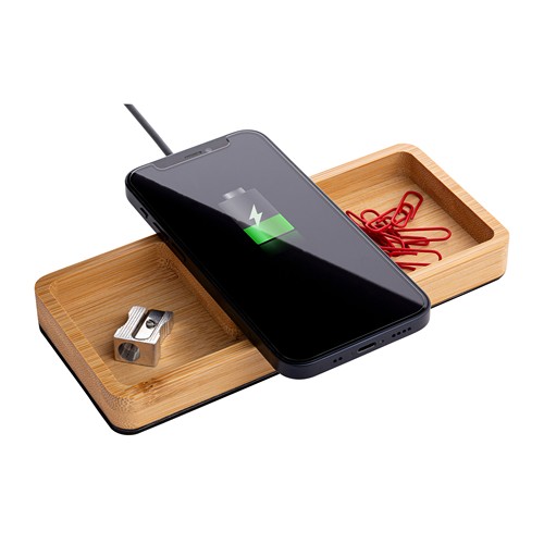 Desktop Organizer with wireless charger REEVES-BAMBOOCHARGE