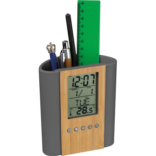 Desk pen holder with clock Desk pen holder with clock