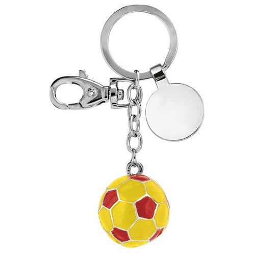 PORTE-CLES BALLE DE FOOT JAUNE/ROUGE