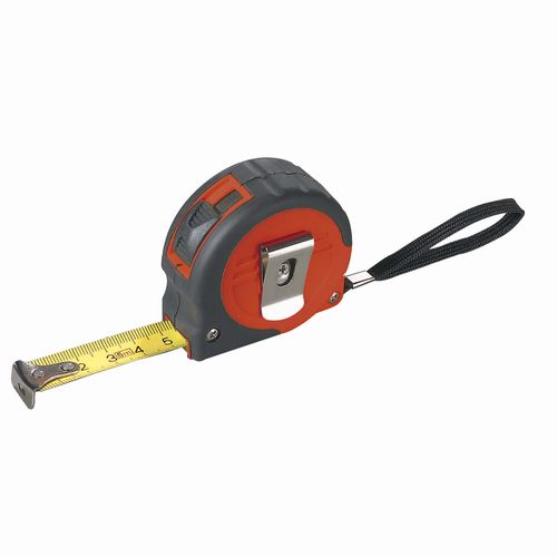 ABS 5-metre quick-release tape measure with lock button, rubber grip and belt clip