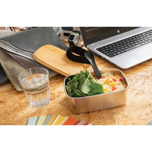 Roestvrijstalen lunchbox met bamboe deksel en spork