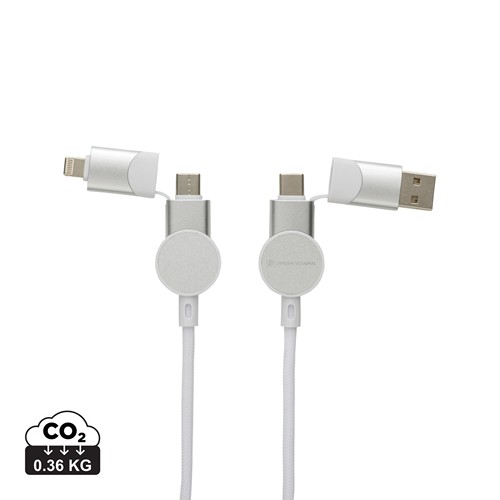 Câble Oakland 6-in-1 à charge 45W en plastique recyclé RCS Câble Oakland 6-in-1 à charge 45W en plastique recyclé RCS