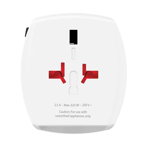 SKROSS MUV 2-polige wereldreisadapter met USB A en C