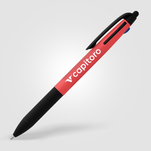 Malta Recycled Plastic 3-in-1 Stylus Neon Grip Multi-Ink Pen