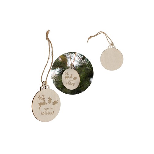 Bauble shaped wooden Christmas ornament