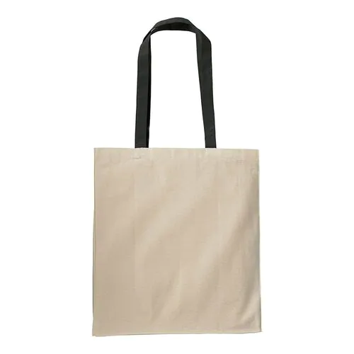 Bolsa de algodon naturel, asas largas de colores y fuelle Bolsa de algodon naturel, asas largas de colores y fuelle