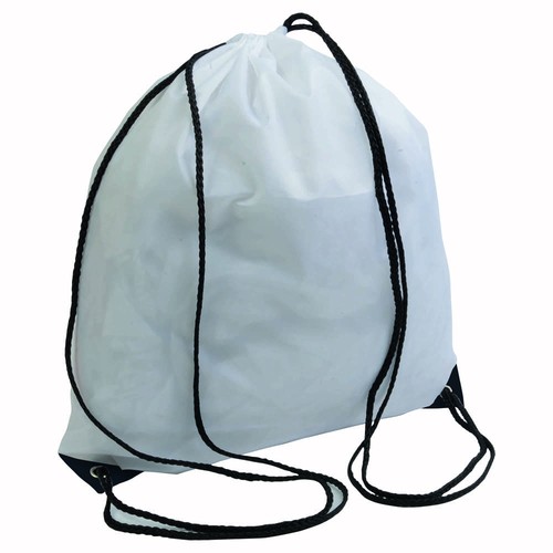 Mochila blanca de poliester con asas coloradas Mochila blanca de poliester con asas coloradas