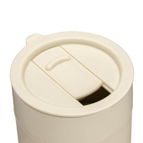 300 ml silicone-coated ceramic mug. Removable PP cap with sliding opening