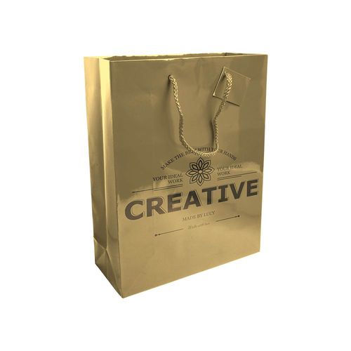 157 g/m2 laminated paper shopping bag with gusset and bottom reinforcement, string handles