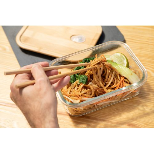 Bento en verre borosilicate 'Iwaki' avec couvercle en bambou Bento en verre borosilicate 'Iwaki' avec couvercle en bambou