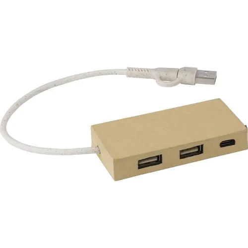 Aluminium and recycled paper USB hub Paulo Aluminium and recycled paper USB hub Paulo
