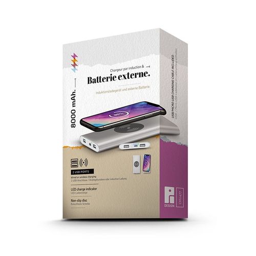 BATERÍA EXTERNA DE 8000 mAh LI-IN Y CARGADOR DE INDUCCIÓN BATERÍA EXTERNA DE 8000 mAh LI-IN Y CARGADOR DE INDUCCIÓN