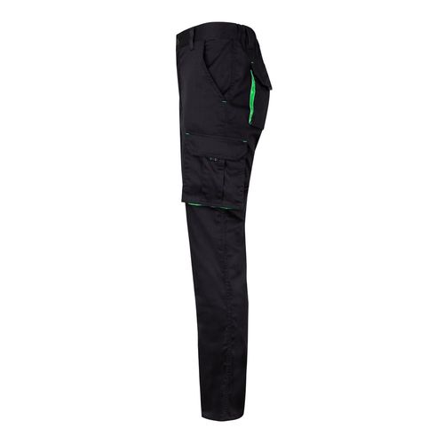VL FIDES. Pantalón elástico bicolor multibolsillos (240g/m²), en algodón (46%), EME (38%) y poliéster (16%)
