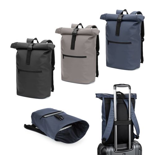 PORTLAND. Sac à dos à enroulement en PU avec poche pour ordinateur portable 16 pouces PORTLAND. Sac à dos à enroulement en PU avec poche pour ordinateur portable 16 pouces