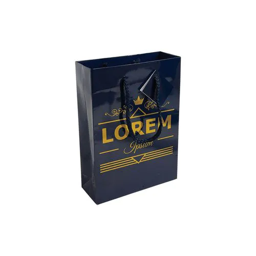 Shopper avec soufflet en carte laminée 157 g/m2 avec renforcement à la base, anses en cord