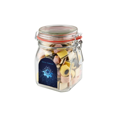 Weck jar 0,9 liters, filled with candy