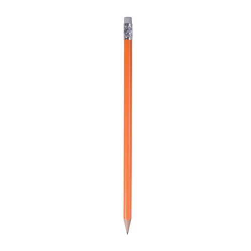 Wooden pencil with graphite lead, cylindrical cross-section and white rubber, sharpened Wooden pencil with graphite lead, cylindrical cross-section and white rubber, sharpened