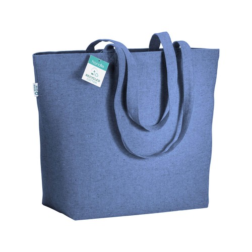 Tote-bag avec soufflet à la base en coton recyclé 280 g/m2, anses longues