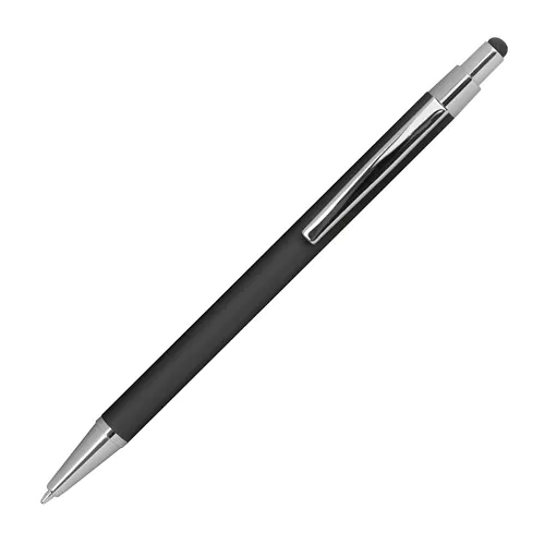 Metal ballpen with rubber coating and touch function Metal ballpen with rubber coating and touch function