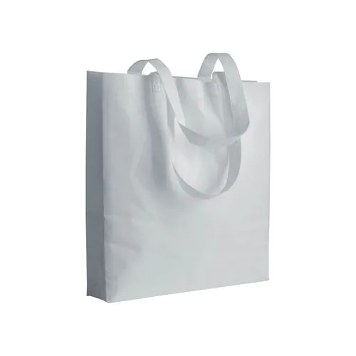Bolsa de tejido sin tejer termosoldado, asas largas y fuelle Bolsa de tejido sin tejer termosoldado, asas largas y fuelle