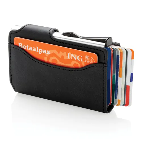 Standard aluminium RFID cardholder with PU wallet Standard aluminium RFID cardholder with PU wallet