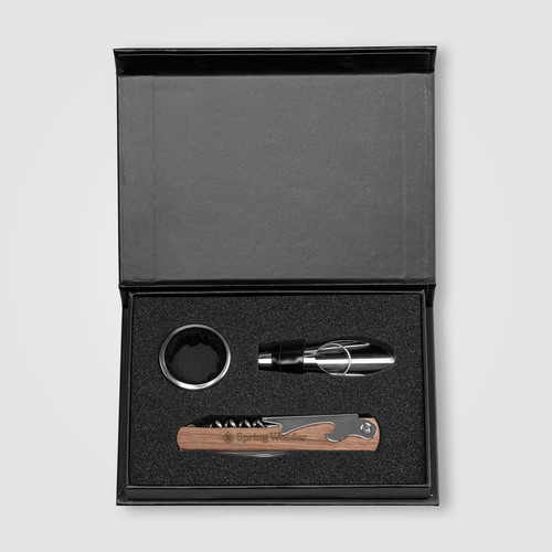 Essex Stainless Steel & FSC Wood Wine Accessory Gift Set - 3 Pcs