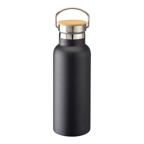 Thermos in acciaio inossidabile (500 ml) con doppia parete isolante e tappo in bambù Thermos in acciaio inossidabile (500 ml) con doppia parete isolante e tappo in bambù