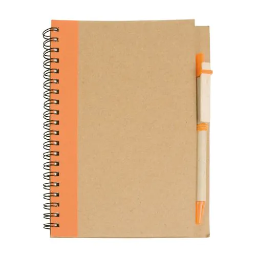 Ecycled-paper ring-bound notebook, blank sheets (70 pages) with cardboard pen