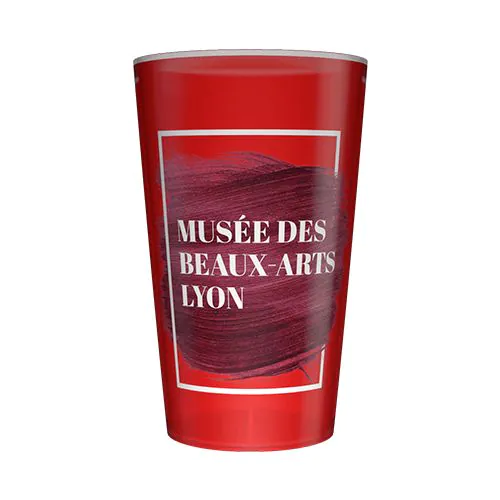 Personalisierbarer Mehrwegbecher 25 CL durchsichtig rot - im Vierfarbendruck Personalisierbarer Mehrwegbecher 25 CL durchsichtig rot - im Vierfarbendruck