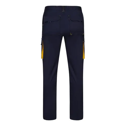 VL FIDES. Two-tone, multi-pocket stretch trousers (240g/m²), in cotton (46%), EME (38%) and polyester (16%)