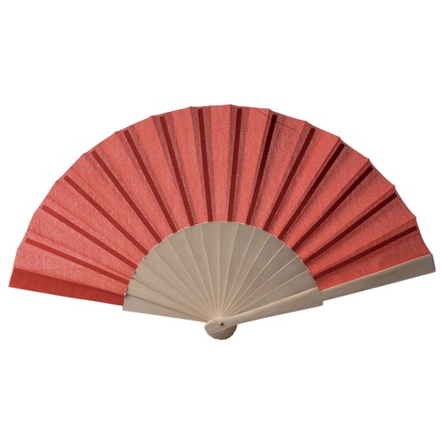 Fan made of polycotton fabric (cotton + polyester) with wooden handle 23 cm long Fan made of polycotton fabric (cotton + polyester) with wooden handle 23 cm long