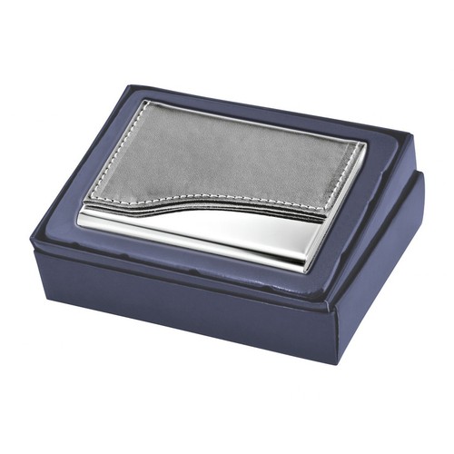 BUSINESS CARD HOLDER METAL - PU GREY
