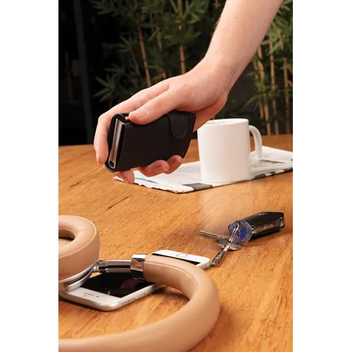 Standard aluminium RFID cardholder with PU wallet Standard aluminium RFID cardholder with PU wallet