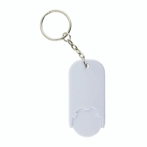 Plastic key ring with shopping trolley token