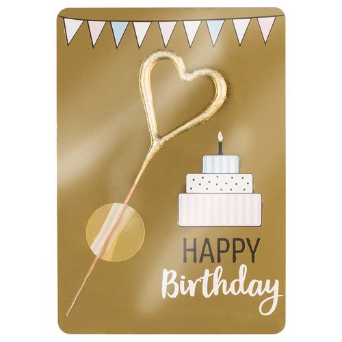 Wondercandle mini with Wondercard  - heart, gold