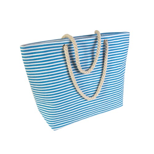 Sac de plage en polyester avec sufflet à la baseet fermeture eclaire