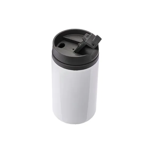 Sublimating metal mug with plastic inner wall, lid and handle