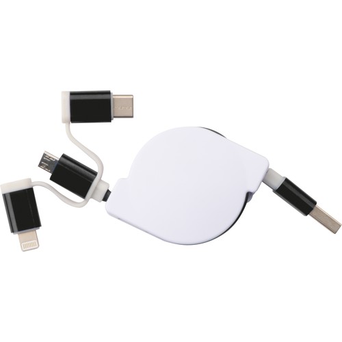 Extendable charging cable with 3 plugs