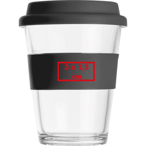 Glass mug with silicon sleeve and lid