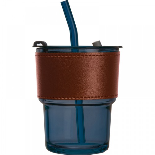 Coloured drinking glass with glass straw Coloured drinking glass with glass straw