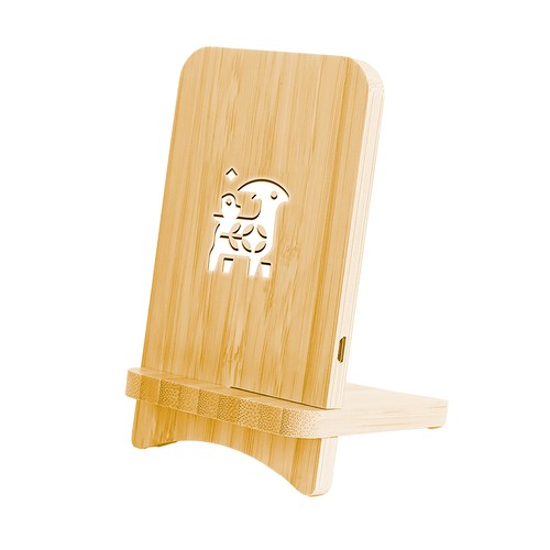 Phone holder, wireless charger in Bamboo Aiace