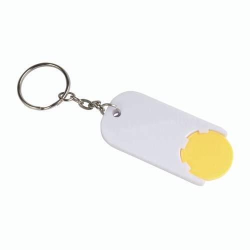 Plastic key ring with shopping trolley token