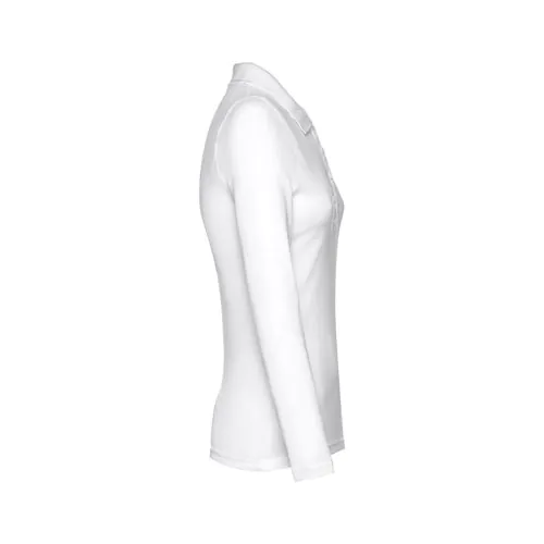 THC BERN WOMEN WH. Polo da donna a manica lunga in cotone cardato