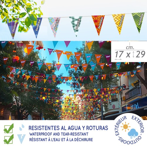 Polyester paper garlands – triangular flags ( for outdoors use) Polyester paper garlands – triangular flags ( for outdoors use)