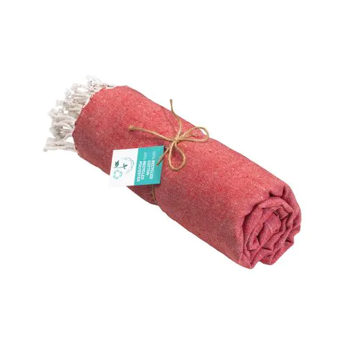 Serviette de plage / Paréo en coton recyclé de 180 gr/m2 avec frange, mesure 90x170 cm