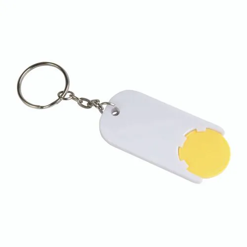 Plastic key ring with shopping trolley token