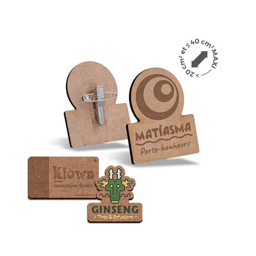 3MM THICK MDF BADGE WITH CLIP PIN (20 TO 40CMv)