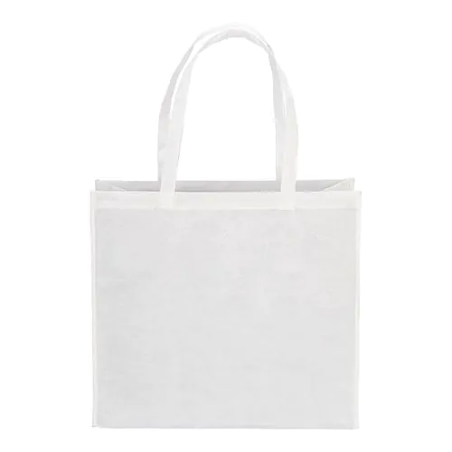 Bolsa de PET reciclado 80 g/m2, asas largas y fuelle Bolsa de PET reciclado 80 g/m2, asas largas y fuelle