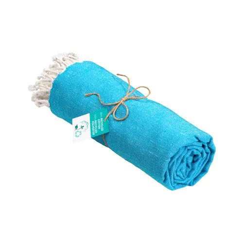 Serviette de plage / Paréo en coton recyclé de 180 gr/m2 avec frange, mesure 90x170 cm