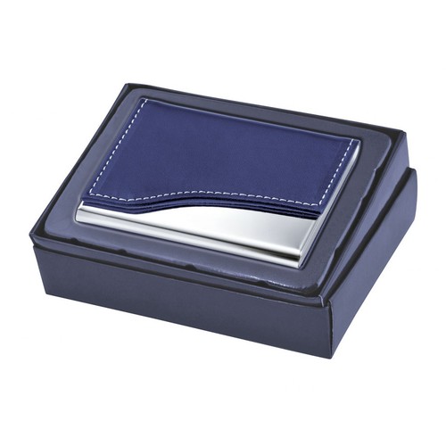 BUSINESS CARD HOLDER METAL - PU BLUE